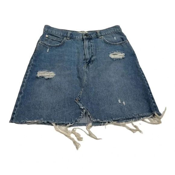 We The Free Distressed Cotton Jean Denim Skirt - Picture 6 of 10